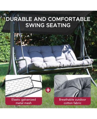 3-Person Deluxe Outdoor Patio Garden Steel Frame Swing