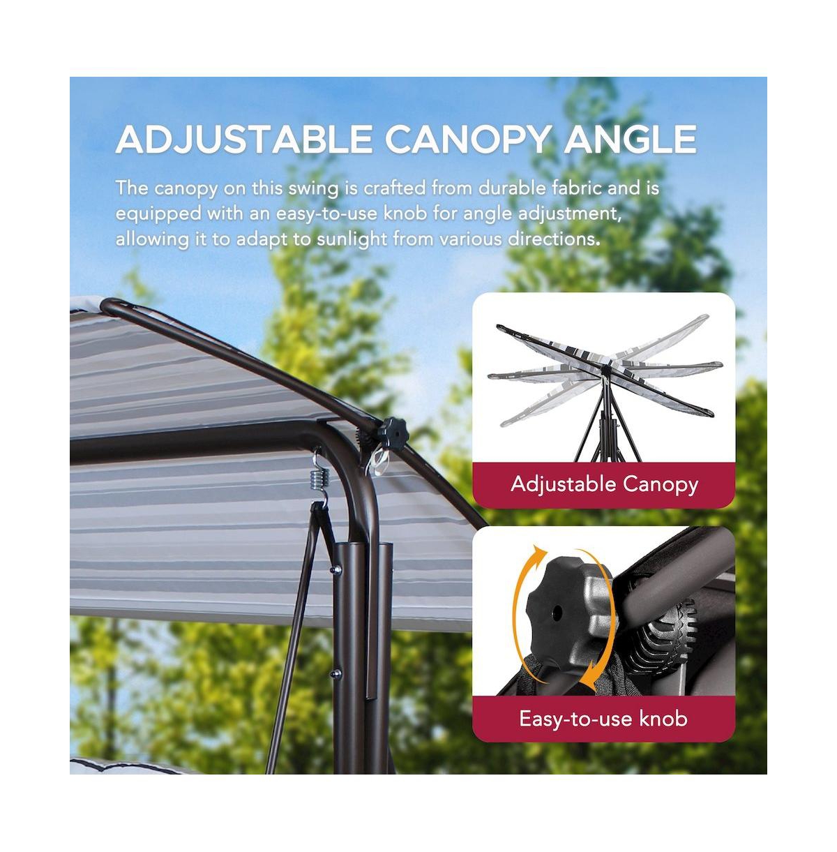 Sunjoy 3-Person Deluxe Outdoor Patio Garden Steel Frame Swing