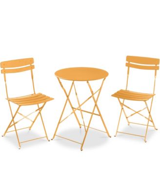 3-Piece Folding Patio Bistro Set with 2 Chairs and Table