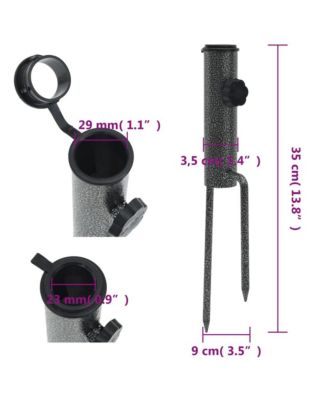 Parasol Stands with Spikes 2 pcs 3.5"x13.8" Galvanized Steel