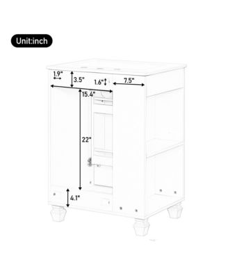 24inch Bathroom Vanity with Sink Bathroom Cabinet with Door Shelf Side Open Storage Solid Wood Frame Soft Closing Door White