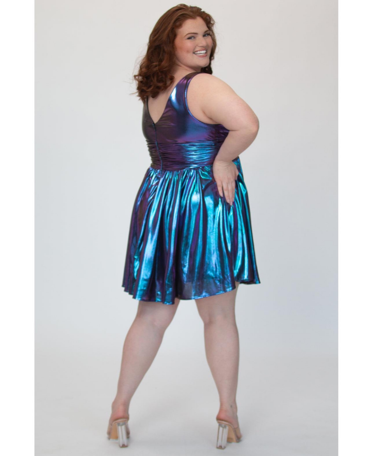 Sydney's Closet Blue & Purple Iridescent A-line Party Dress