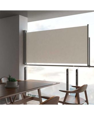 Side Awning Cream Polyester, Powder-Coated Iron 47.2 x 118.1 in