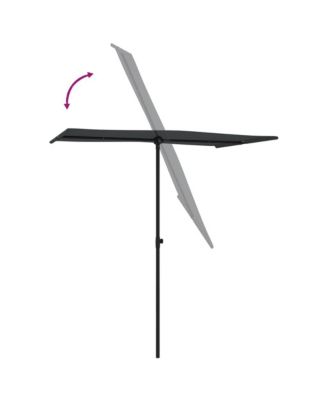 Garden Parasol Black Polyester, Aluminum Medium Height-Adjustable