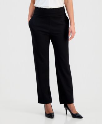 Petite High-Rise Pull-On Straight-Leg Pants 