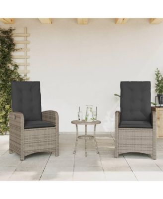 Reclining Garden Chair set of 2 Grey PE rattan Standard