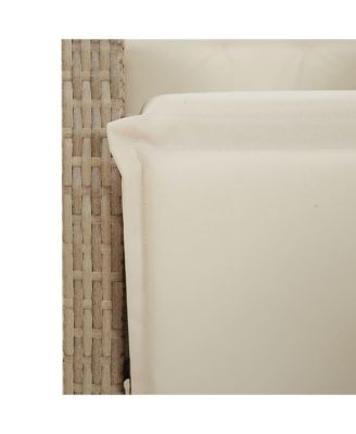 Reclining Garden Chair Set of 2 Beige and Cream White