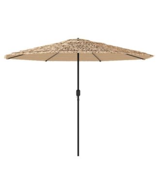 Garden Parasol Brown Polyester, Powder-Coated Steel Large