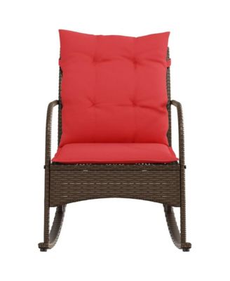 Patio Rocking Chair Brown PE rattan Medium Removable Covers