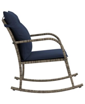 Patio Rocking Chair Grey Poly Rattan and Powder-Coated Steel Medium