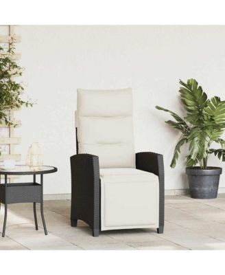 Reclining Garden Chair Black PE rattan, powder-coated steel Medium