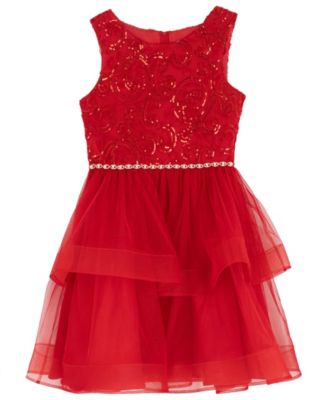 Girls' 7-16 Mesh Tiered Skirt Dress