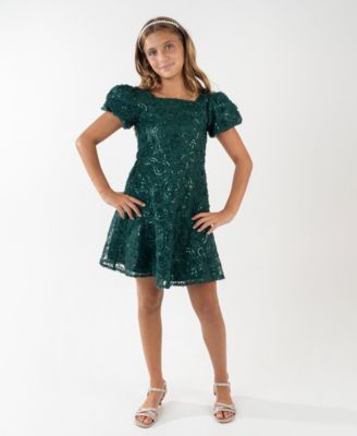 Rare Editions - Girls 7-16 Soutache Short Sleeve A-Line Dress