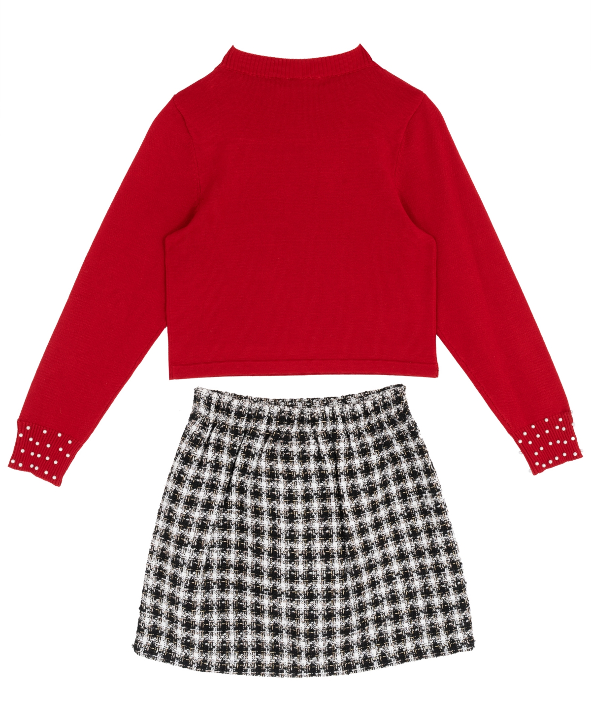 Rare Editions Girls 7-12 2-Piece Embellished Sweater and Plaid Skort Set