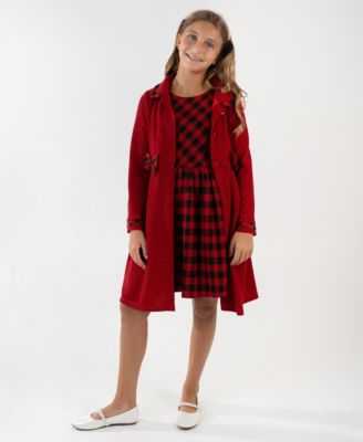 Rare Editions - Girls 7-16 2-Piece Plaid Coat and Dress Set