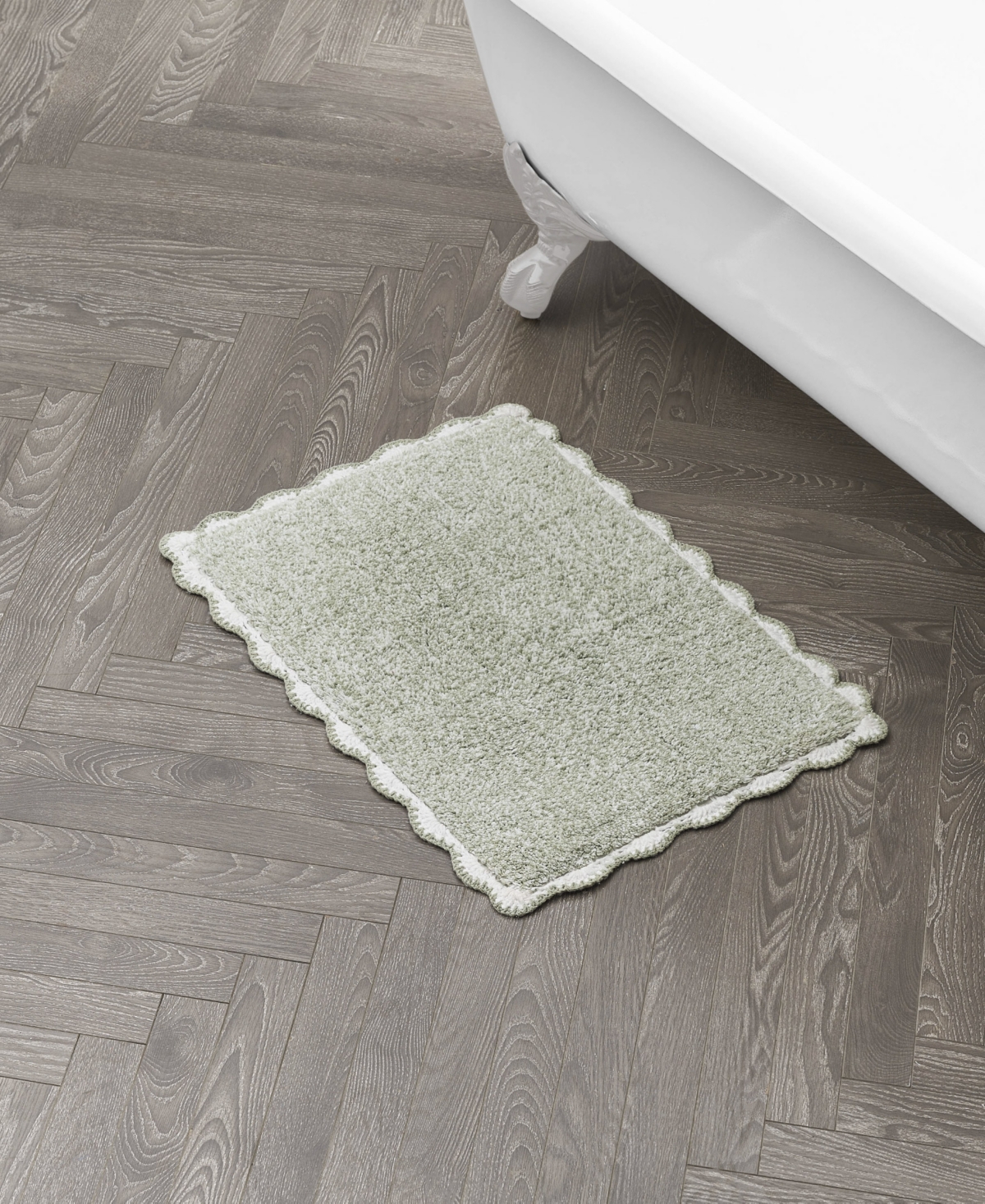 Laura Ashley Heathered Crochet Border Cotton Bath Rug, 17" x 24"