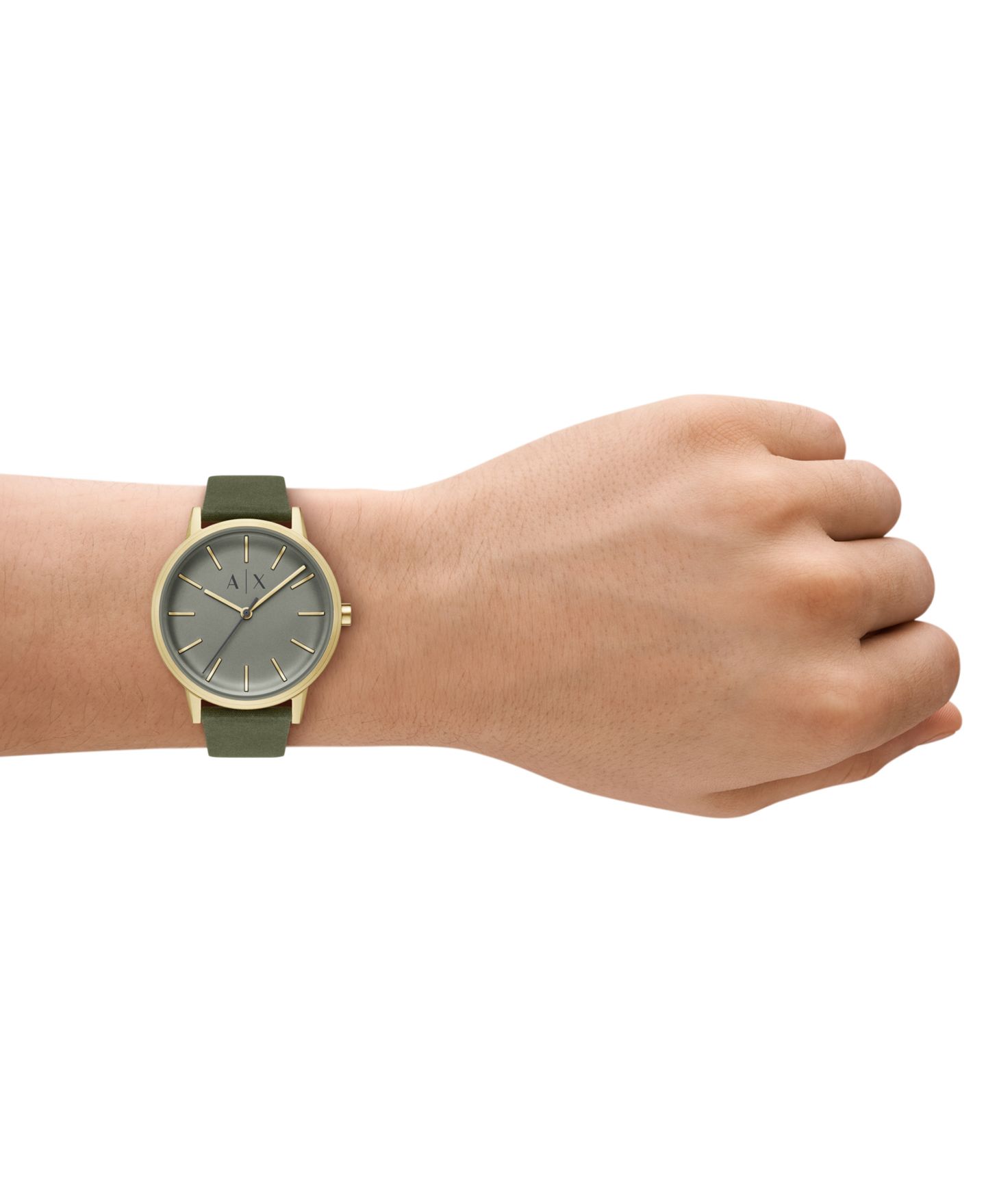 Мужские часы A|X Armani Exchange Three-Hand Green Leather, 42mm — фото 5