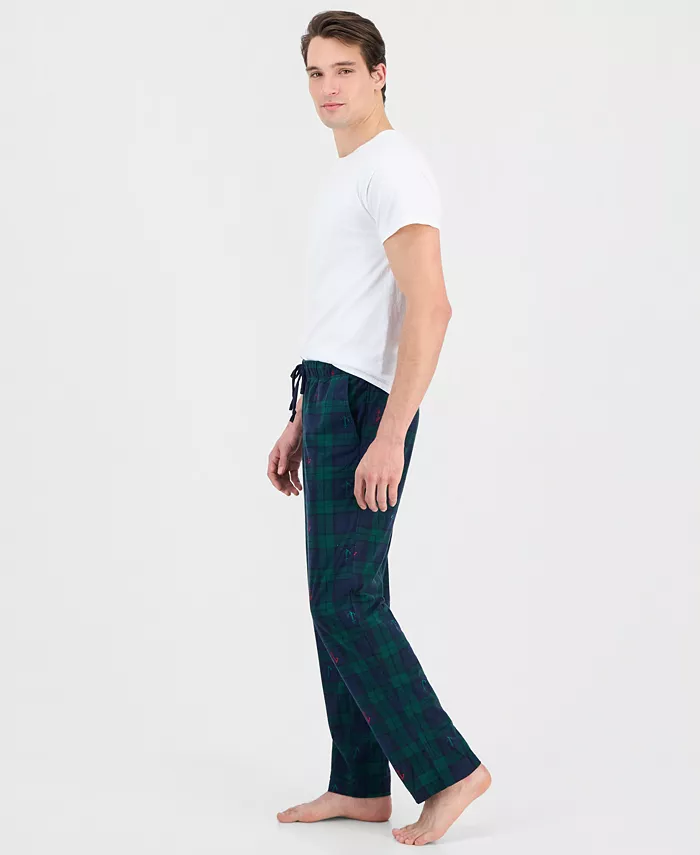 Men's Fleece Plaid Drawstring Pajama Pants - thumbnail 3