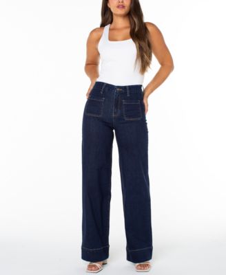 Celebrity Pink - Juniors' High-Rise Wide-Leg Patch-Pocket Jeans