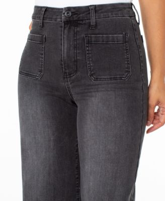 Juniors' High-Rise Patch-Pocket Wide-Leg Jeans 