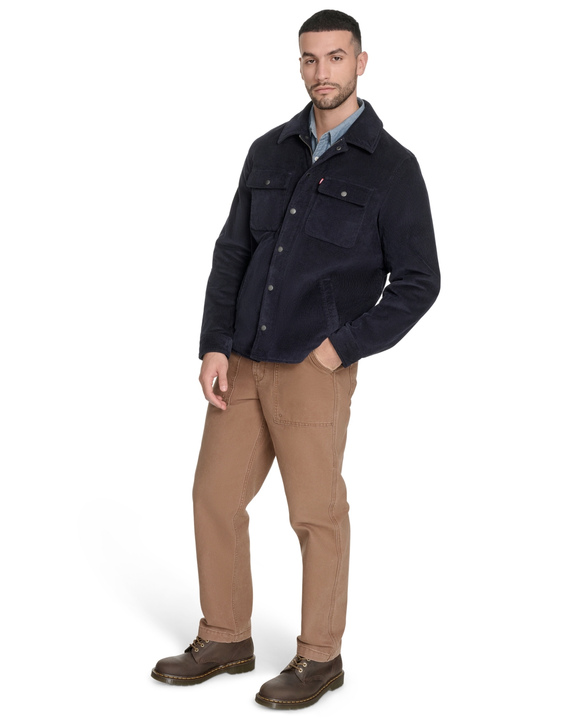 Levi's Men's Corduroy Plaid Lining Shirt Jacket In Blue