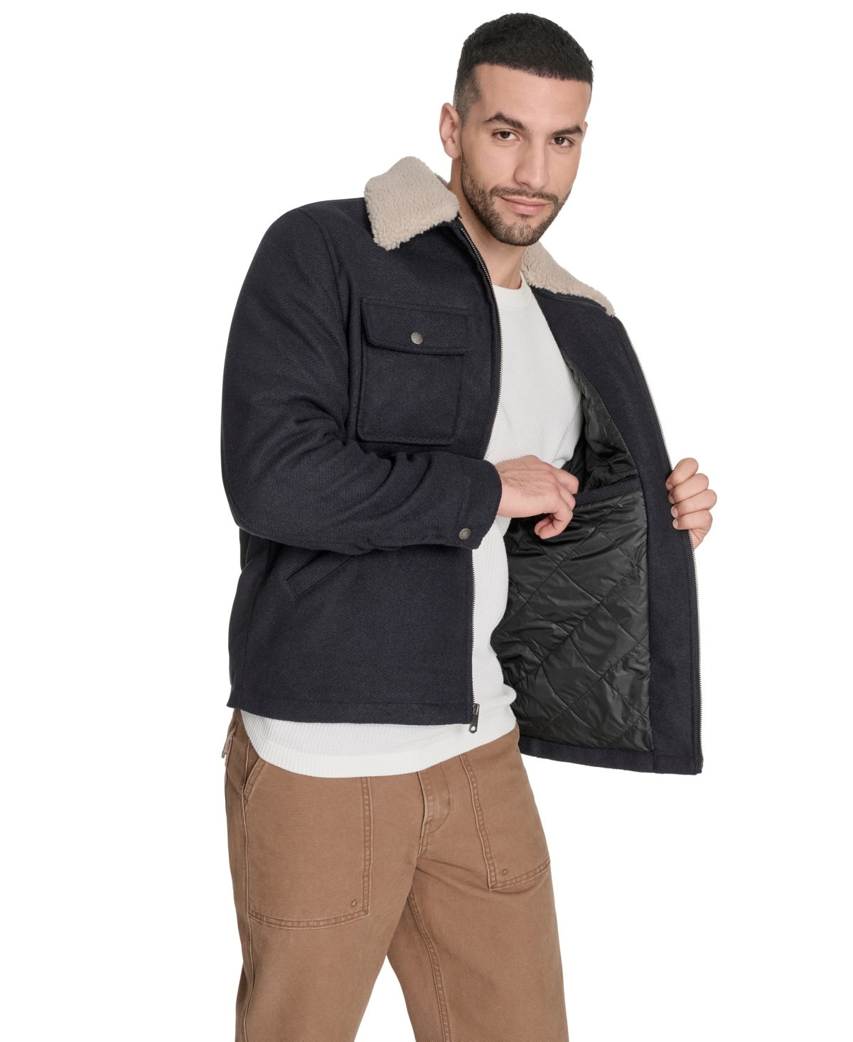 Levi's Men's Wool Blend Depot Sherpa Collar Jacket In Multi
