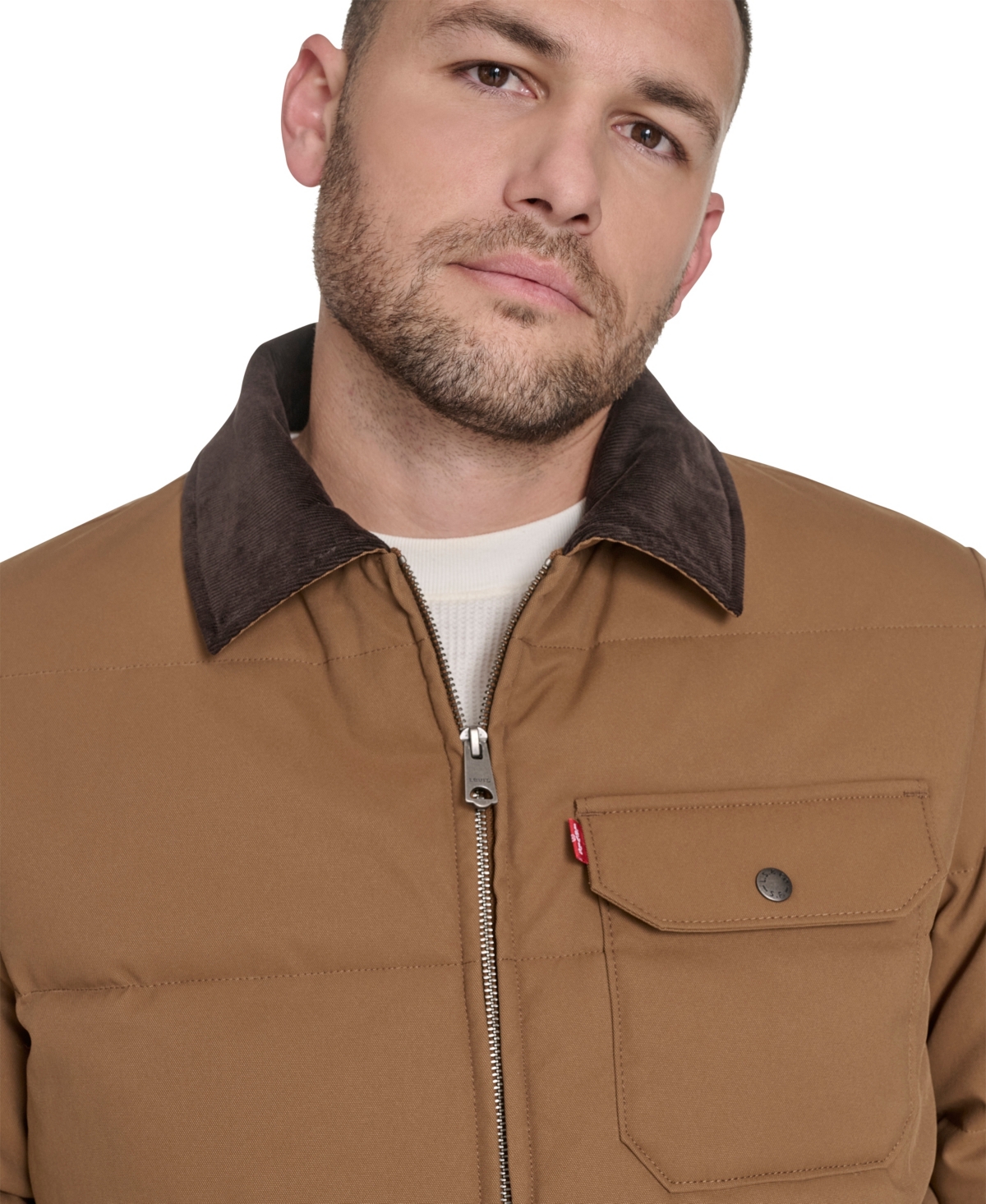 Levi's Corduroy Collar Midweight Quilted Jacket In Brown