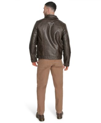 Men's Faux Leather Trucker Jacket