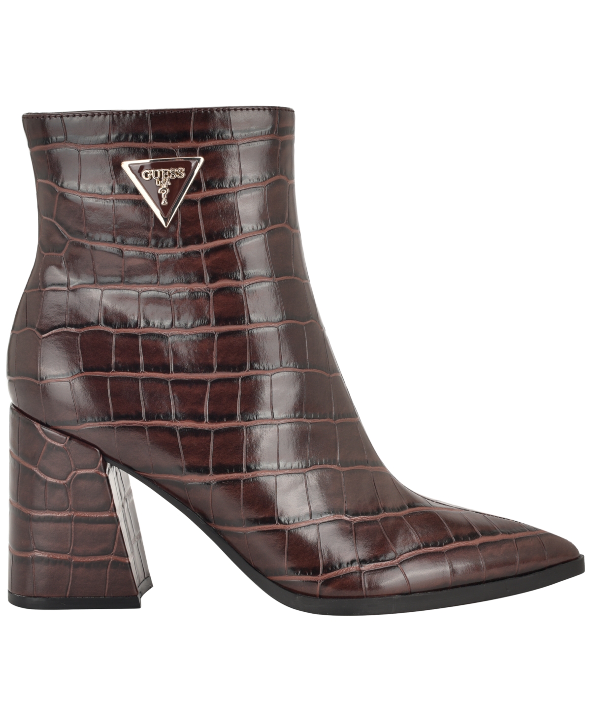 Guess Womens Lusera Flared Block Heel Dress Booties In Brown