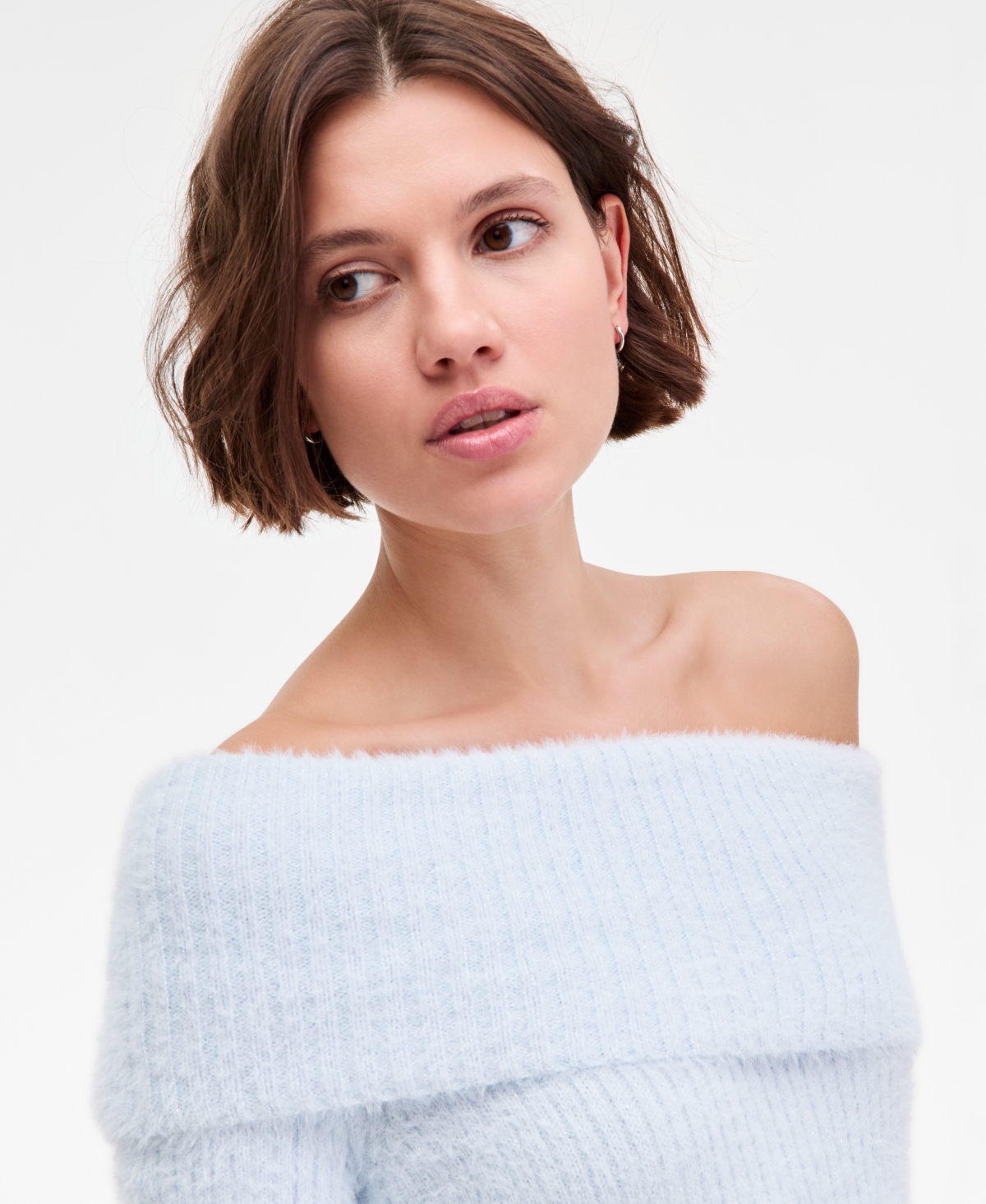 Hippie Rose Juniors' Marilyn Off-the-shoulder Lurex Sweater In Multi