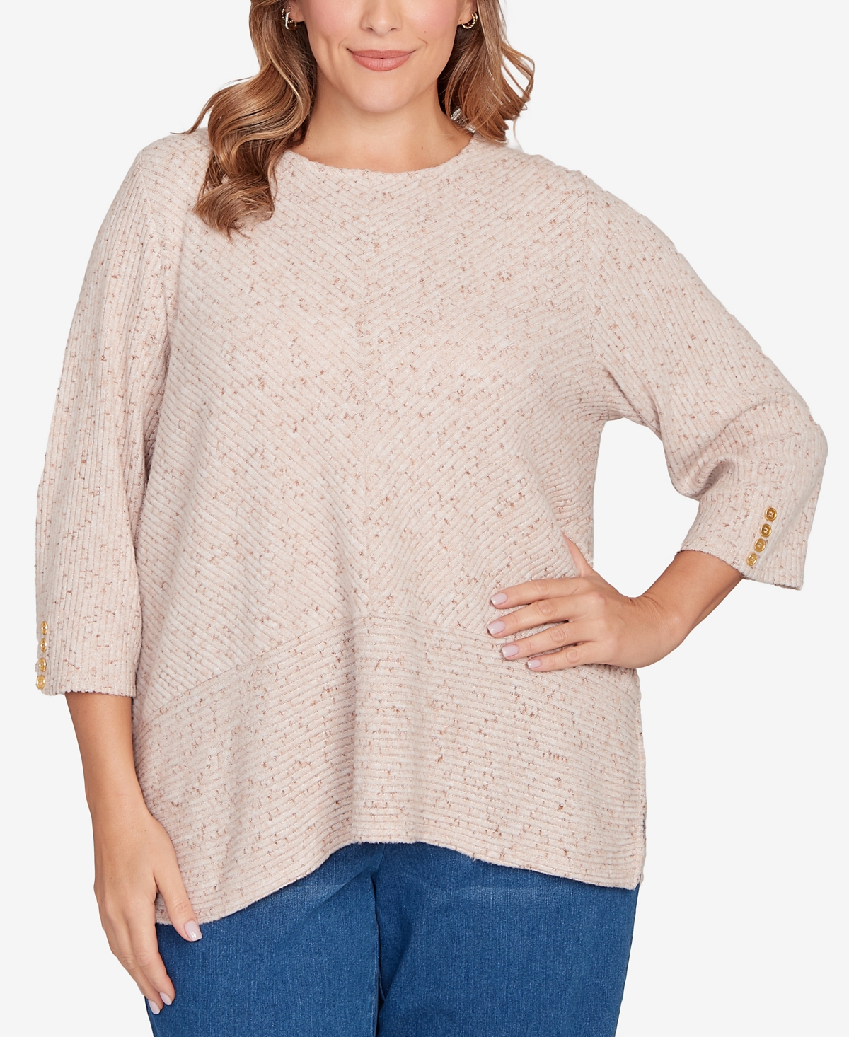 Ruby Rd. Plus Size Speckled Heather Rib Knit Top In Multi