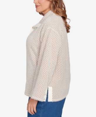 Plus Size Zig Zag Snappy Sweater Knit Top