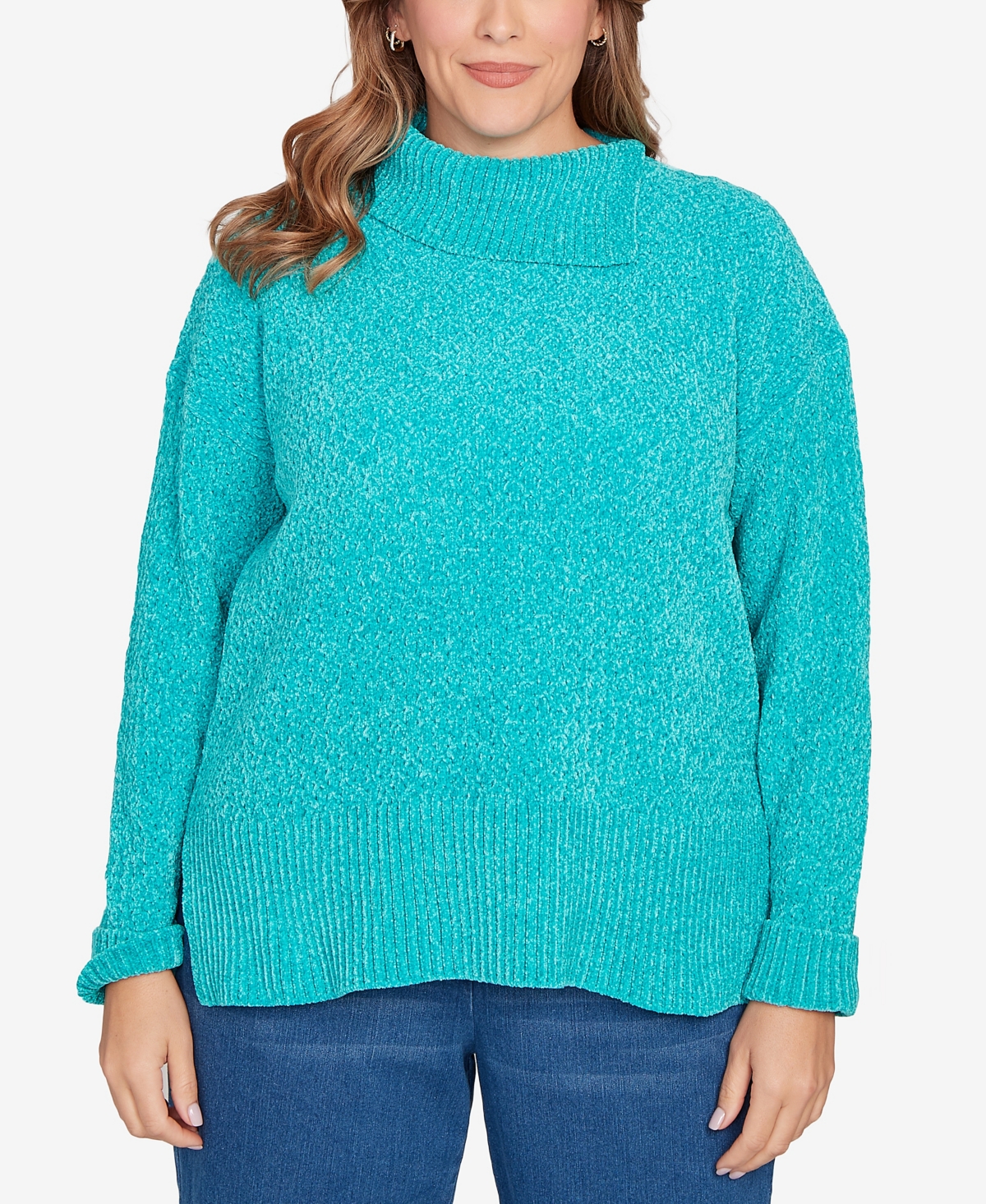 Ruby Rd. Plus Split Cowl Chenille Pullover Sweater