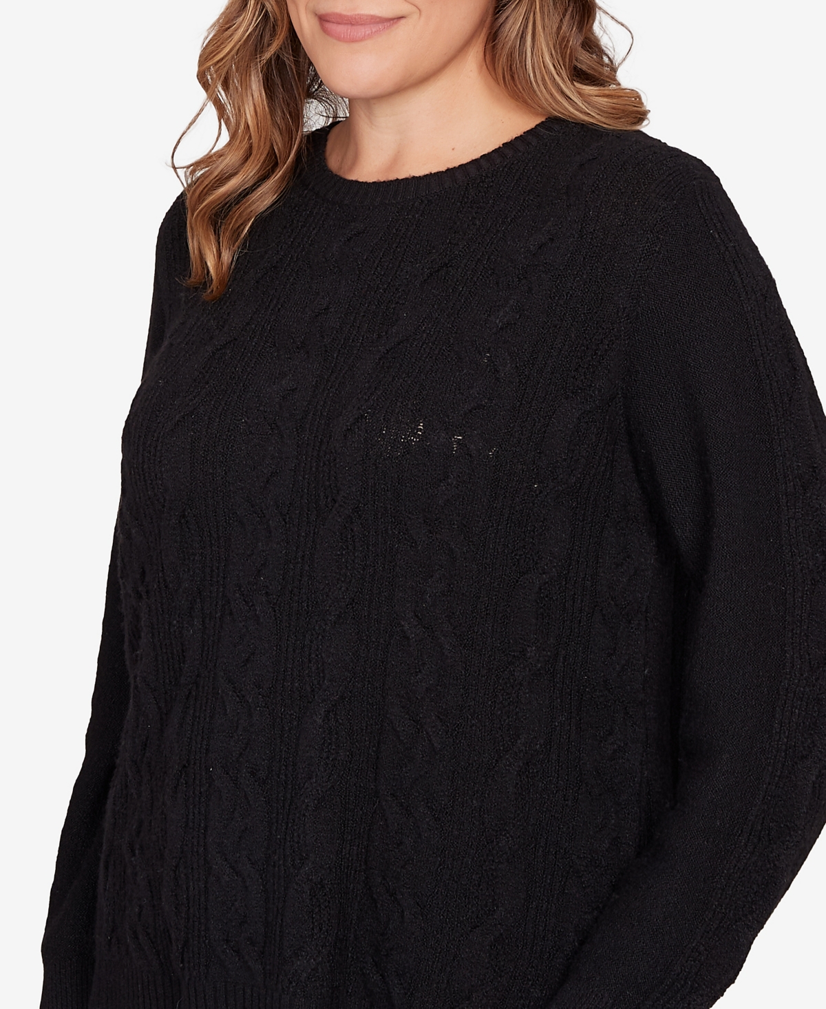 Ruby Rd. Plus Size Mixed Cable Cozy Sweater In Blue