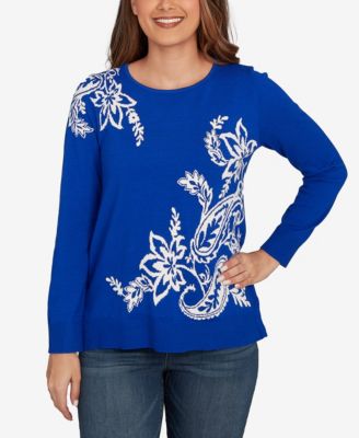 Plus Size Floral Paisley Jacquard Sweater