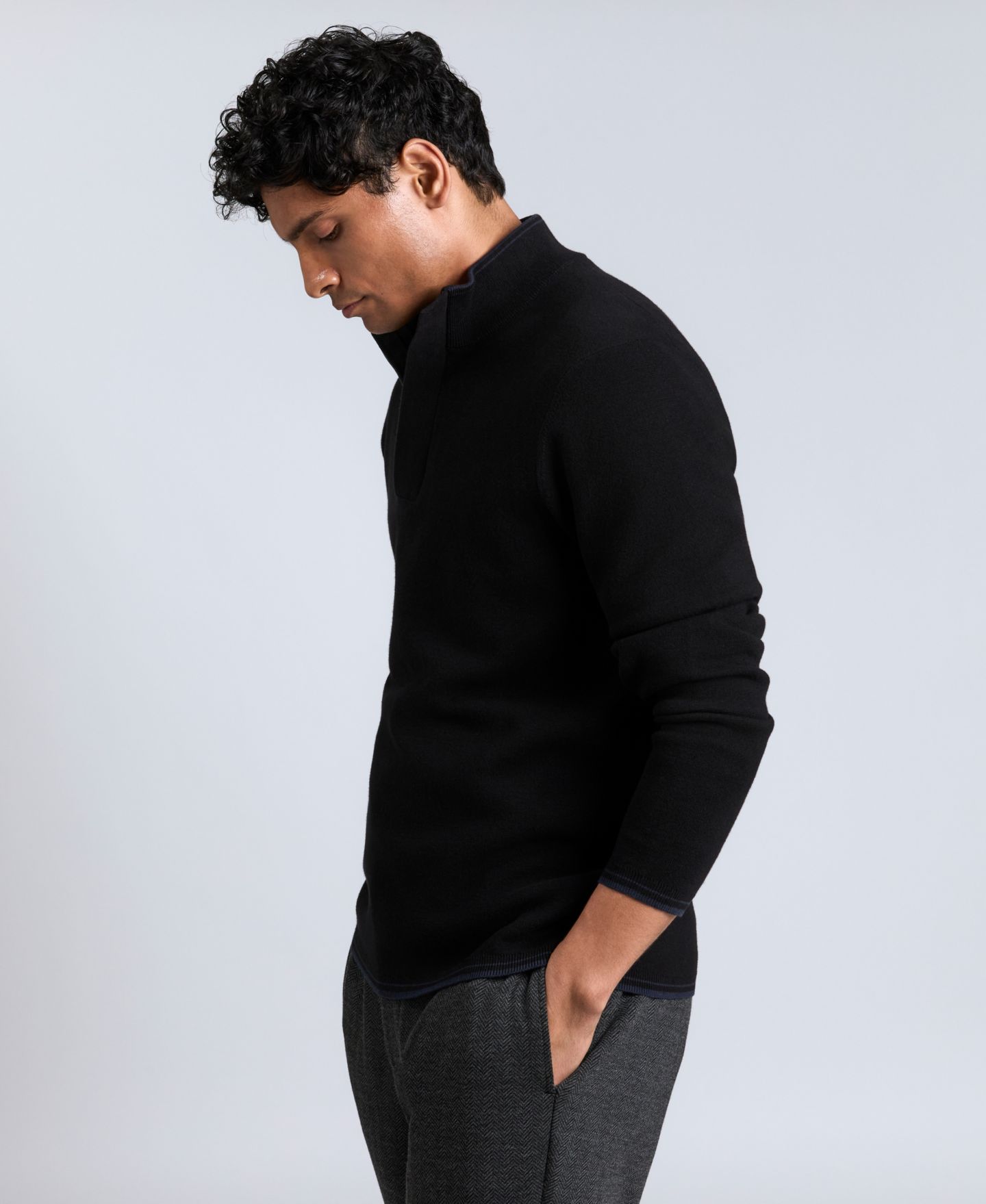 Мужской свитер Kenneth Cole Quarter Zip, цвет: Чёрный — фото 3