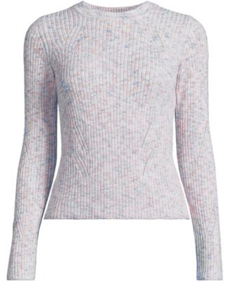 Women's Cotton Blend Marl Ribbed Crew Neck Sweater