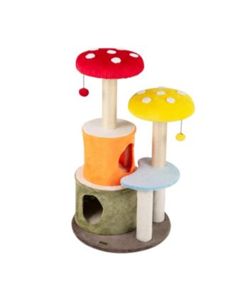 43'' Tall Cute Cat Tree w/ 2 Condos Padded Platforms Sisal Scratching Posts