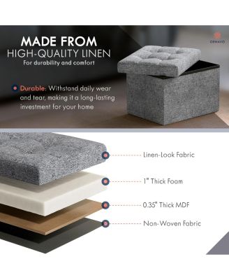 Set of 2 Collapsible Rectangle Small Storage Ottoman - 12" x 16" x 12"