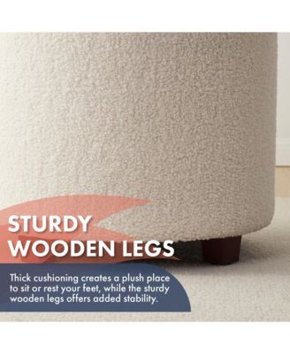 Donovan Round Tufted Boucle Storage Ottoman - White