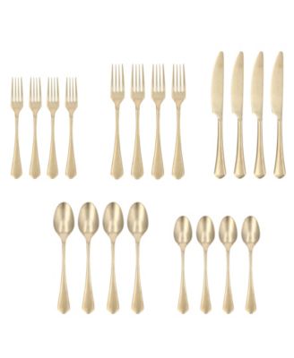 Ellsie Antiqued Champagne 20-Pc. Flatware Set, Service For 4
