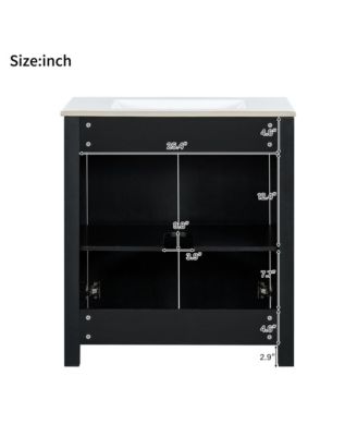 30" Solid Wood & MDF Bathroom Vanity with Ceramic Sink, Soft-Close Doors & Adjustable Shelf Storage Cabinet