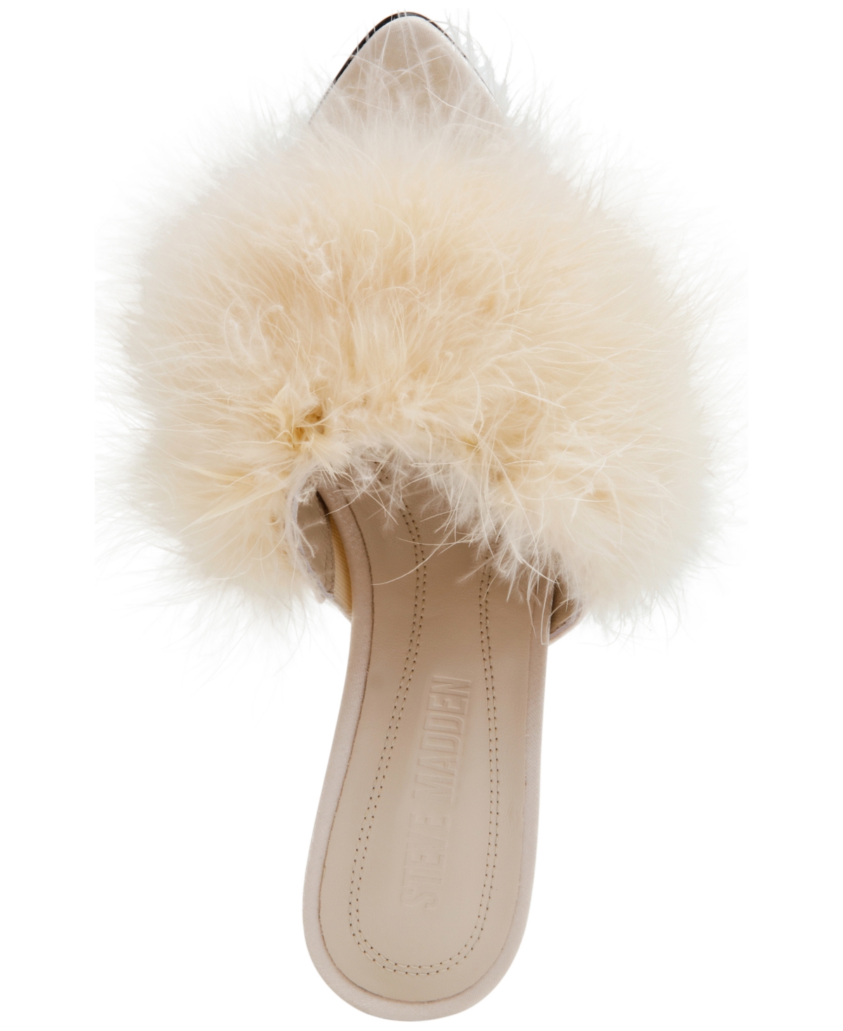 Steve Madden Women's Ashbey Feather Stiletto Dress Mules In Neutral