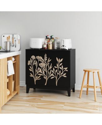 31.5" 1-Pc. Vintage Carved Buffet Cabinet with Adjustable Shelves and 2 Doors