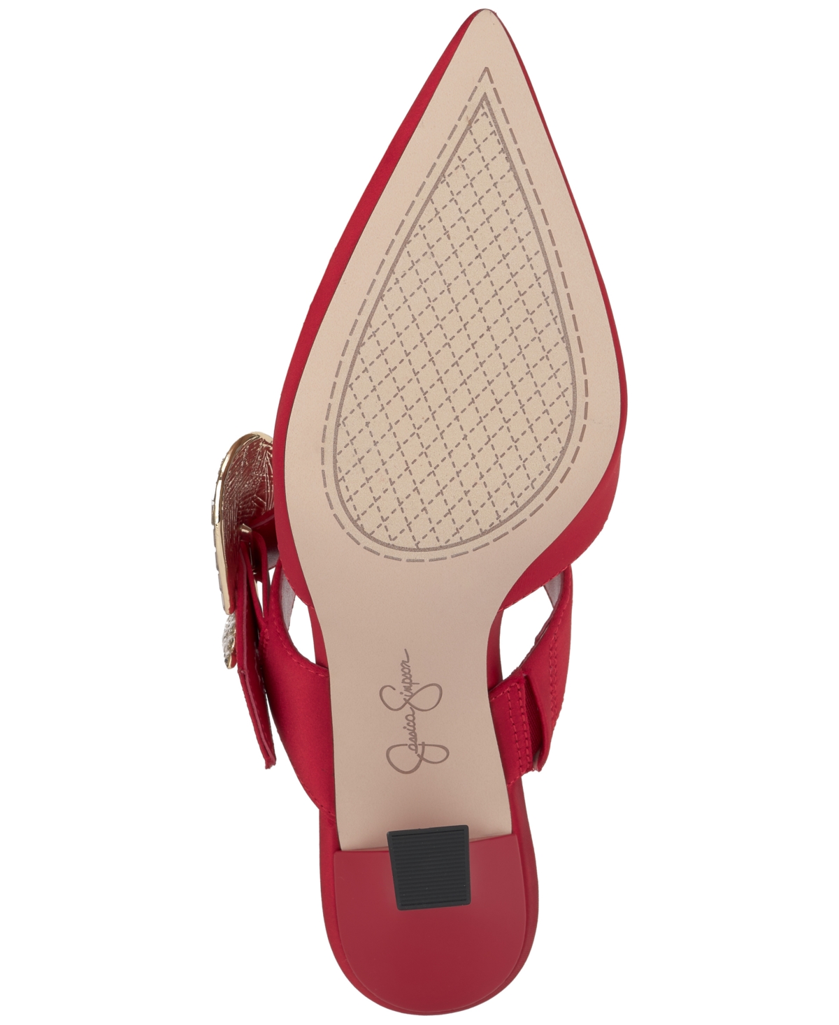 Jessica Simpson Favica Embellished Satin Slide Mule In Red