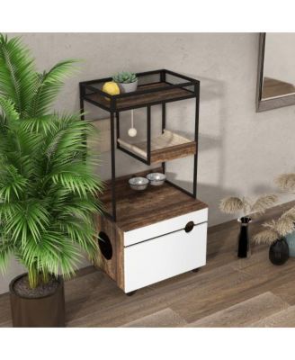 Multi-Functional Cat Litter Box Enclosure with Cat Tree Tower and Storage