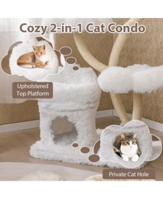 Freestanding Cat Tower Tall Cat Tree w/ four Flower-shaped Platforms Cat Condo