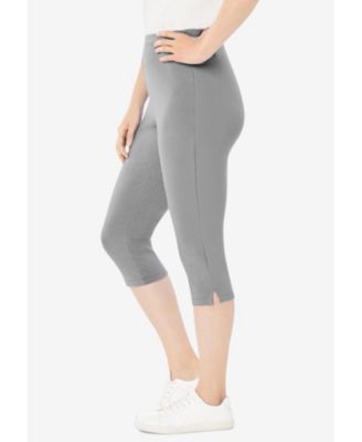 Plus Size Within Stretch-Cotton Knit Pull-On Capri Leggings