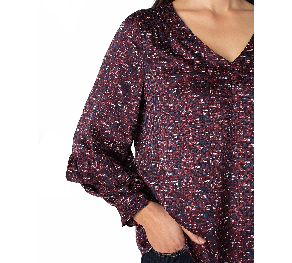Liverpool Los Angeles Women's Ruffle Detail Long Sleeves Top