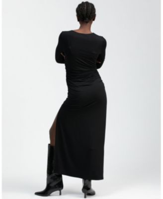 Maternity Boat Neck Maxi Daphne Dress with Side Ruching